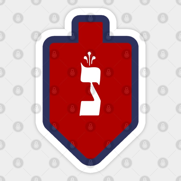 Red Dreidel with the Letter Nun Sticker by JMM Designs